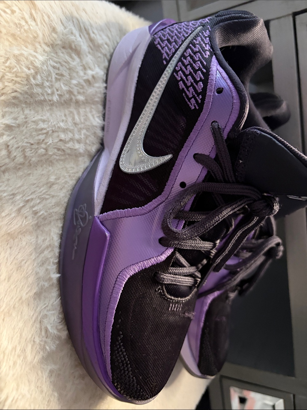 Nike Purple and Black Low-Top Athletic Sneakers with Silver Swoosh